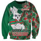 Personalised Rabbitohs NAIDOC Week 2024 Sweatshirt Aboriginal Fire Burning Sparks