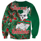 Personalised Rabbitohs NAIDOC Week 2024 Sweatshirt Aboriginal Fire Burning Sparks