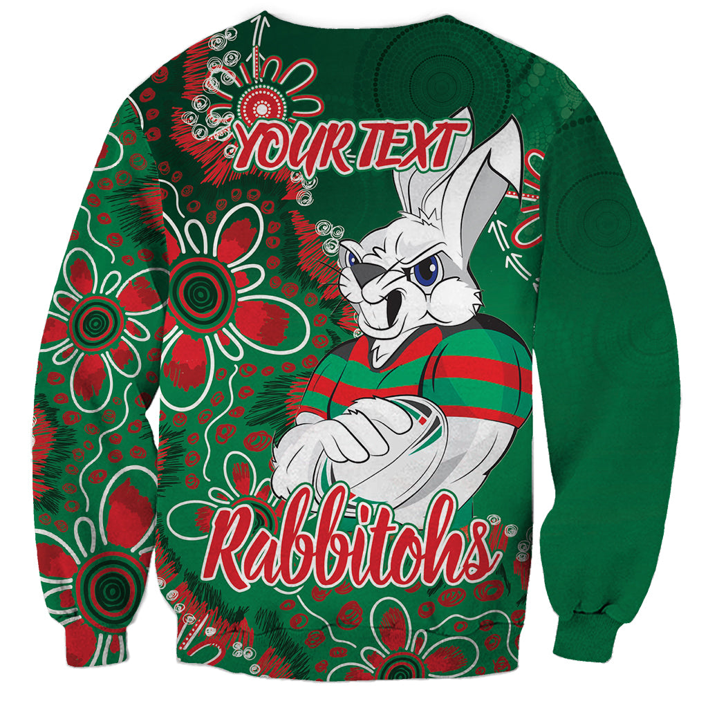 Personalised Rabbitohs NAIDOC Week 2024 Sweatshirt Aboriginal Fire Burning Sparks