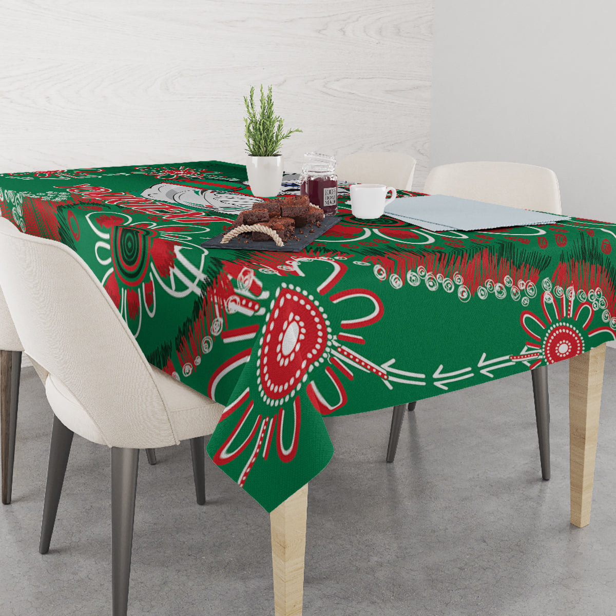 Personalised Rabbitohs NAIDOC Week 2024 Tablecloth Aboriginal Fire Burning Sparks