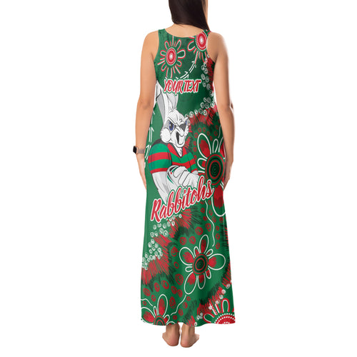 Personalised Rabbitohs NAIDOC Week 2024 Tank Maxi Dress Aboriginal Fire Burning Sparks