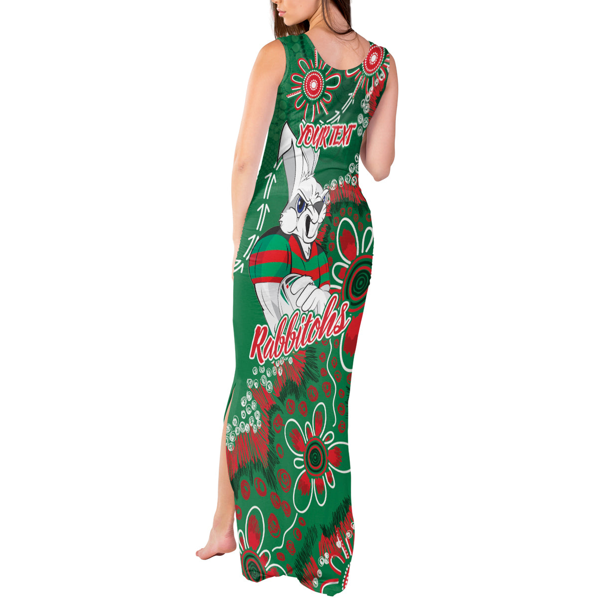 Personalised Rabbitohs NAIDOC Week 2024 Tank Maxi Dress Aboriginal Fire Burning Sparks