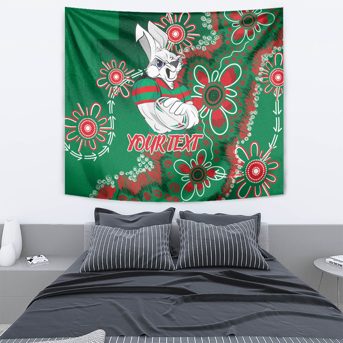 Personalised Rabbitohs NAIDOC Week 2024 Tapestry Aboriginal Fire Burning Sparks