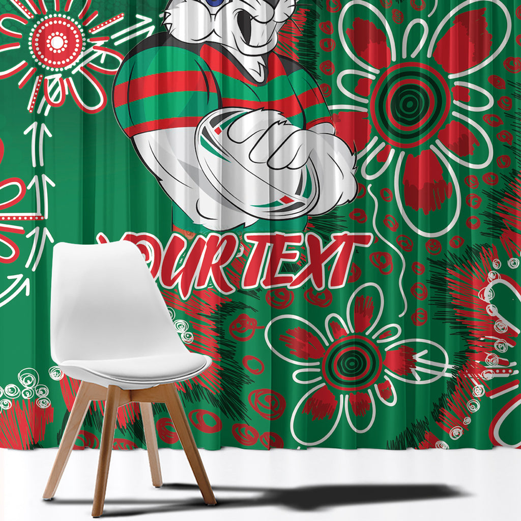 Personalised Rabbitohs NAIDOC Week 2024 Window Curtain Aboriginal Fire Burning Sparks