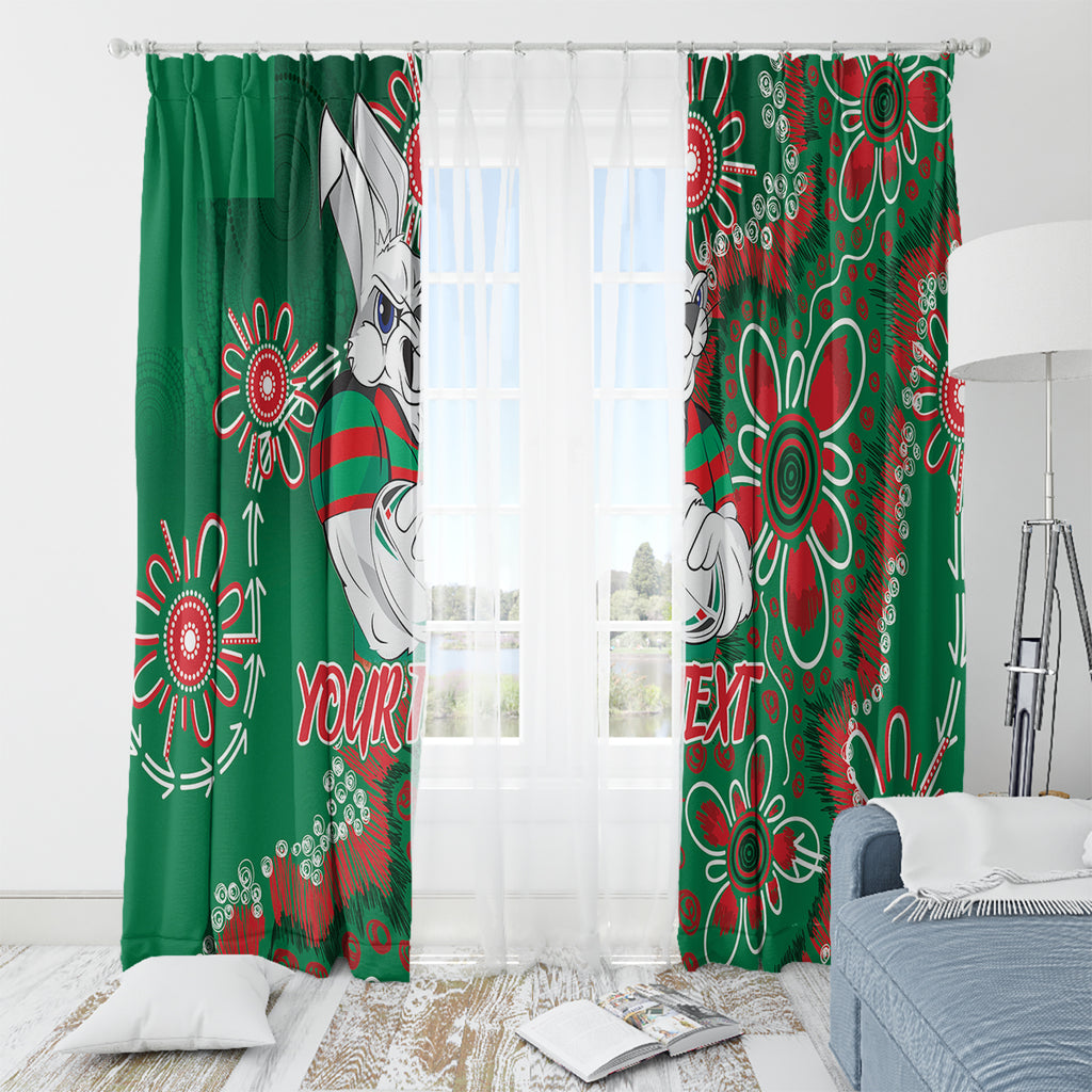 Personalised Rabbitohs NAIDOC Week 2024 Window Curtain Aboriginal Fire Burning Sparks