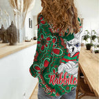 Personalised Rabbitohs NAIDOC Week 2024 Women Casual Shirt Aboriginal Fire Burning Sparks