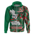 Personalised Rabbitohs NAIDOC Week 2024 Zip Hoodie Aboriginal Fire Burning Sparks
