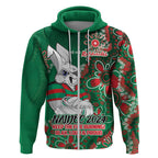 Personalised Rabbitohs NAIDOC Week 2024 Zip Hoodie Aboriginal Fire Burning Sparks