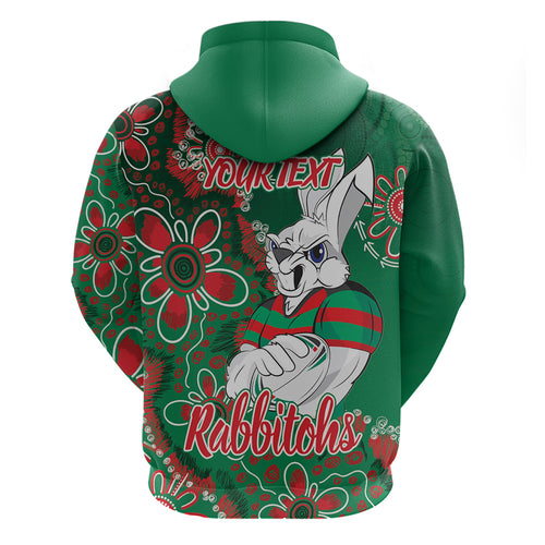 Personalised Rabbitohs NAIDOC Week 2024 Zip Hoodie Aboriginal Fire Burning Sparks