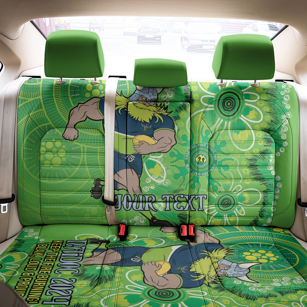 Personalised Raiders NAIDOC Week 2024 Back Car Seat Cover Aboriginal Fire Burning Sparks