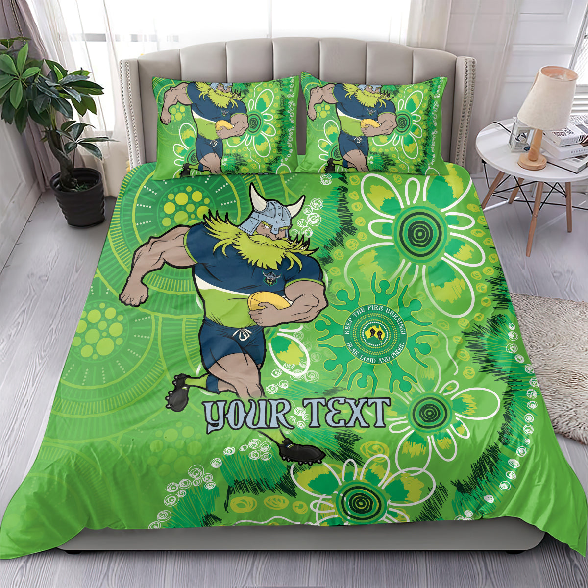 Personalised Raiders NAIDOC Week 2024 Bedding Set Aboriginal Fire Burning Sparks
