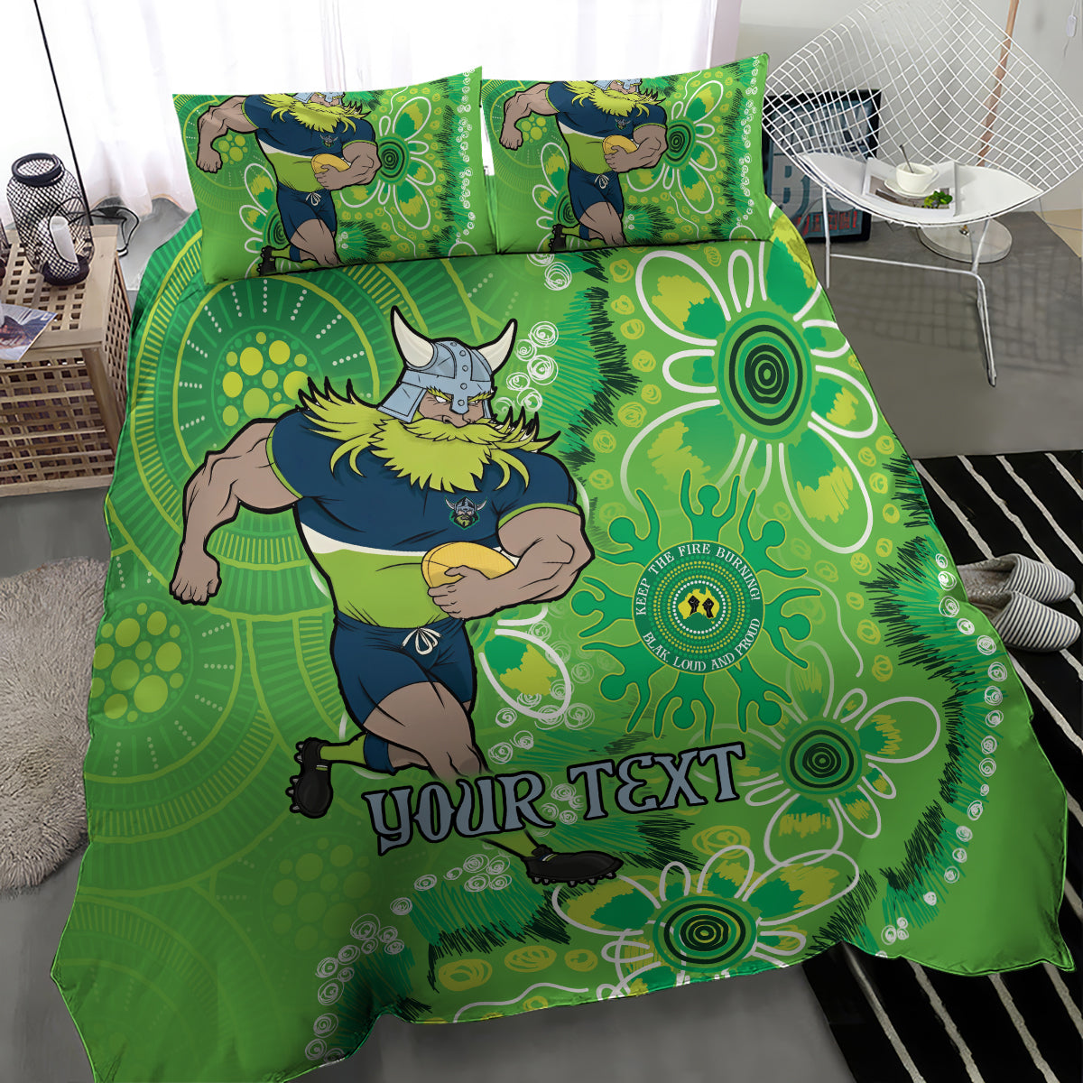 Personalised Raiders NAIDOC Week 2024 Bedding Set Aboriginal Fire Burning Sparks