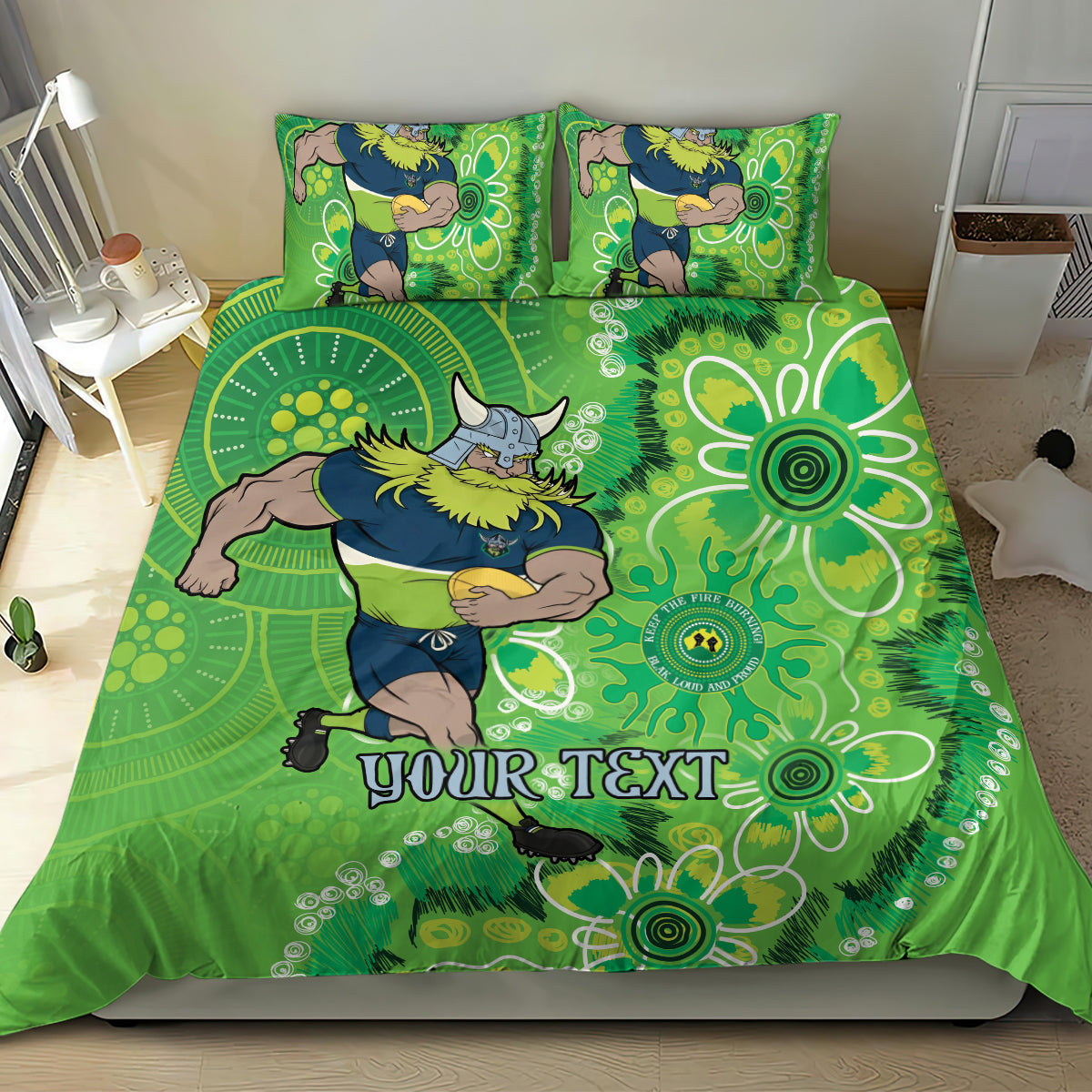 Personalised Raiders NAIDOC Week 2024 Bedding Set Aboriginal Fire Burning Sparks