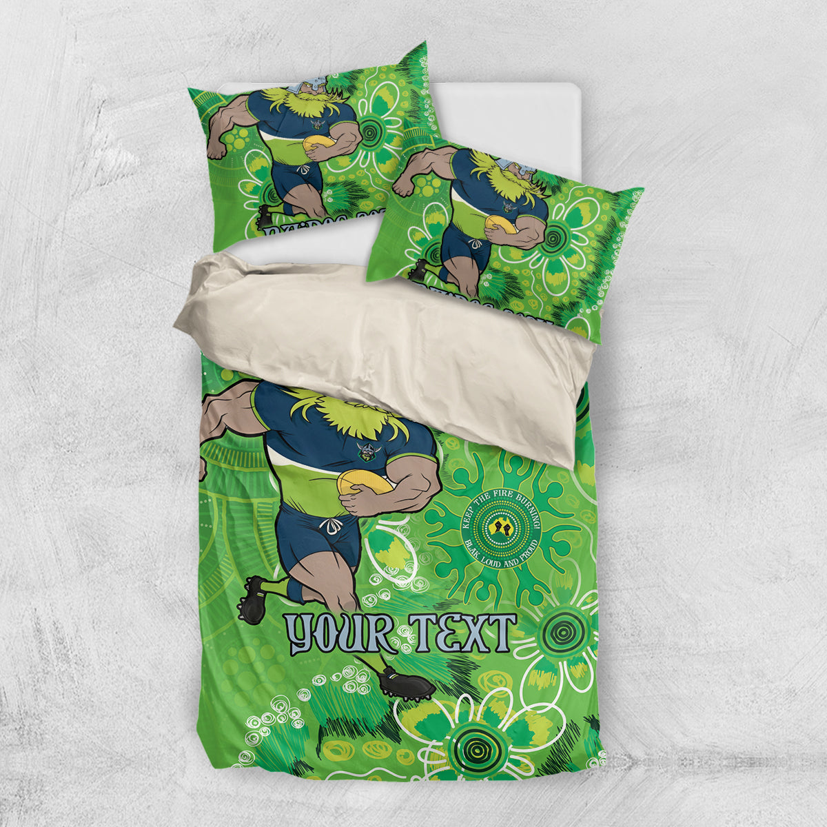 Personalised Raiders NAIDOC Week 2024 Bedding Set Aboriginal Fire Burning Sparks