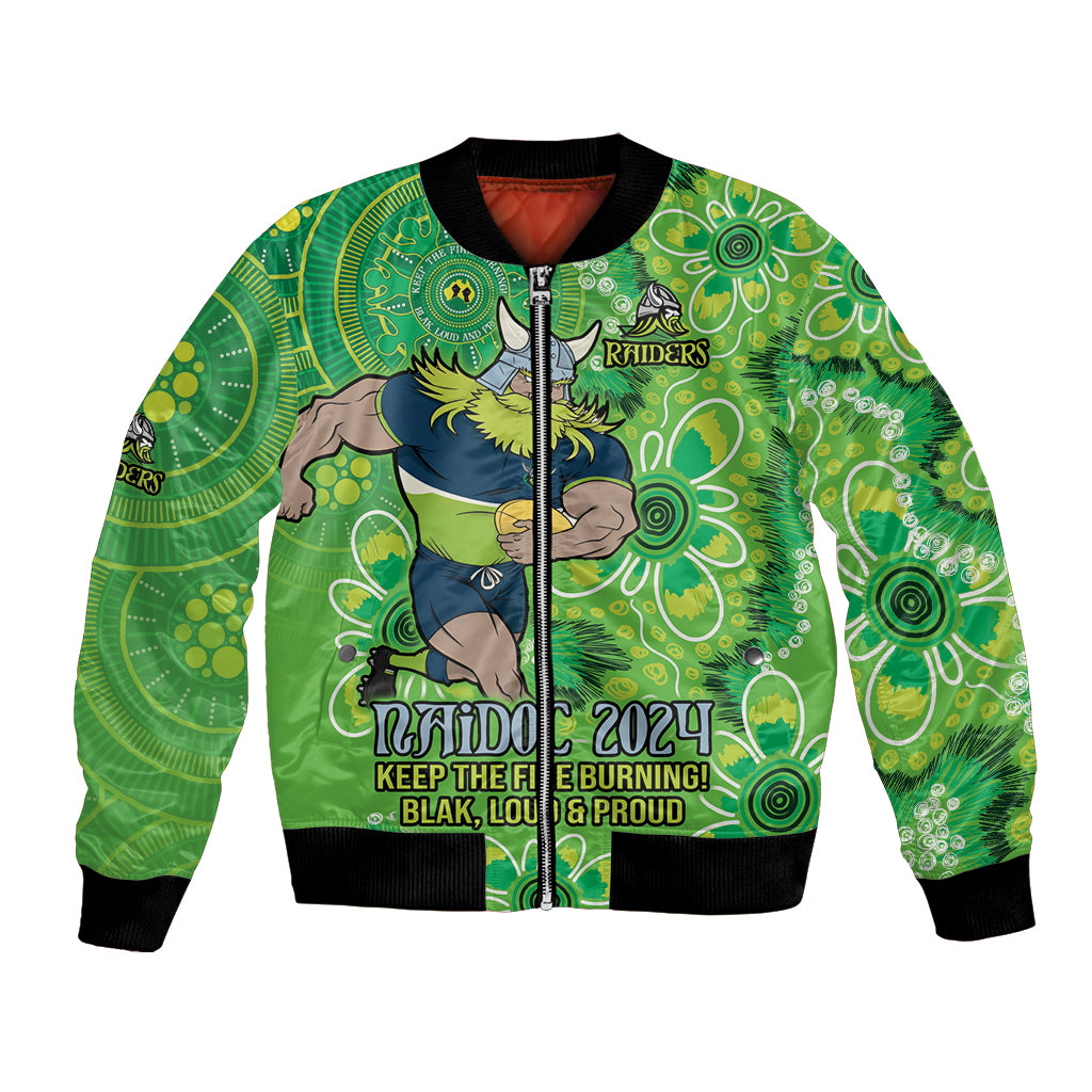 Personalised Raiders NAIDOC Week 2024 Bomber Jacket Aboriginal Fire Burning Sparks