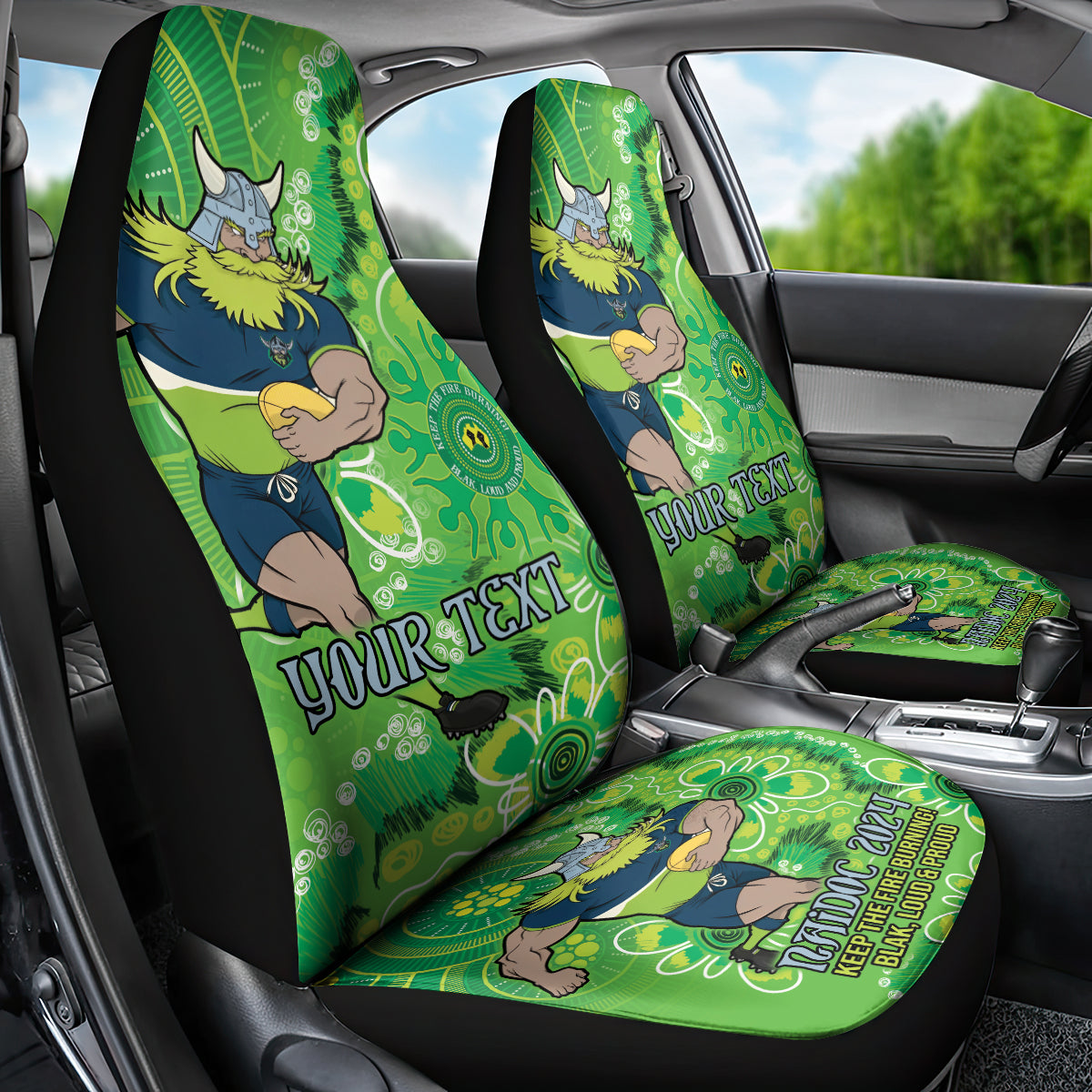 Personalised Raiders NAIDOC Week 2024 Car Seat Cover Aboriginal Fire Burning Sparks