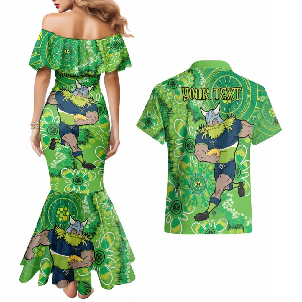 Personalised Raiders NAIDOC Week 2024 Couples Matching Mermaid Dress and Hawaiian Shirt Aboriginal Fire Burning Sparks
