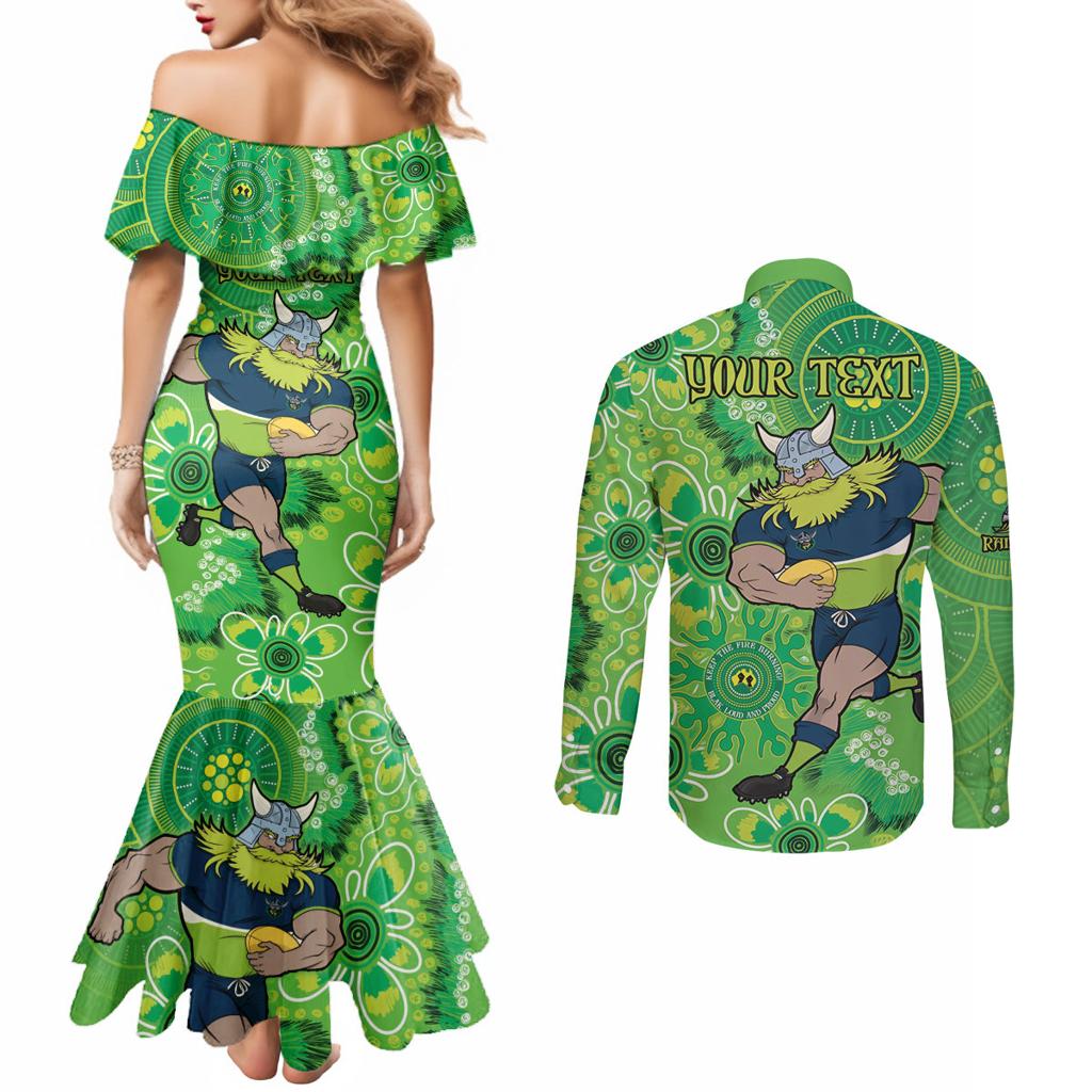 Personalised Raiders NAIDOC Week 2024 Couples Matching Mermaid Dress and Long Sleeve Button Shirt Aboriginal Fire Burning Sparks