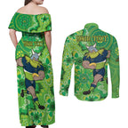 Personalised Raiders NAIDOC Week 2024 Couples Matching Off Shoulder Maxi Dress and Long Sleeve Button Shirt Aboriginal Fire Burning Sparks
