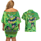 Personalised Raiders NAIDOC Week 2024 Couples Matching Off Shoulder Short Dress and Hawaiian Shirt Aboriginal Fire Burning Sparks