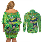 Personalised Raiders NAIDOC Week 2024 Couples Matching Off Shoulder Short Dress and Long Sleeve Button Shirt Aboriginal Fire Burning Sparks