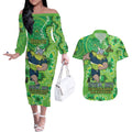 Personalised Raiders NAIDOC Week 2024 Couples Matching Off The Shoulder Long Sleeve Dress and Hawaiian Shirt Aboriginal Fire Burning Sparks