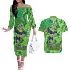 Personalised Raiders NAIDOC Week 2024 Couples Matching Off The Shoulder Long Sleeve Dress and Hawaiian Shirt Aboriginal Fire Burning Sparks
