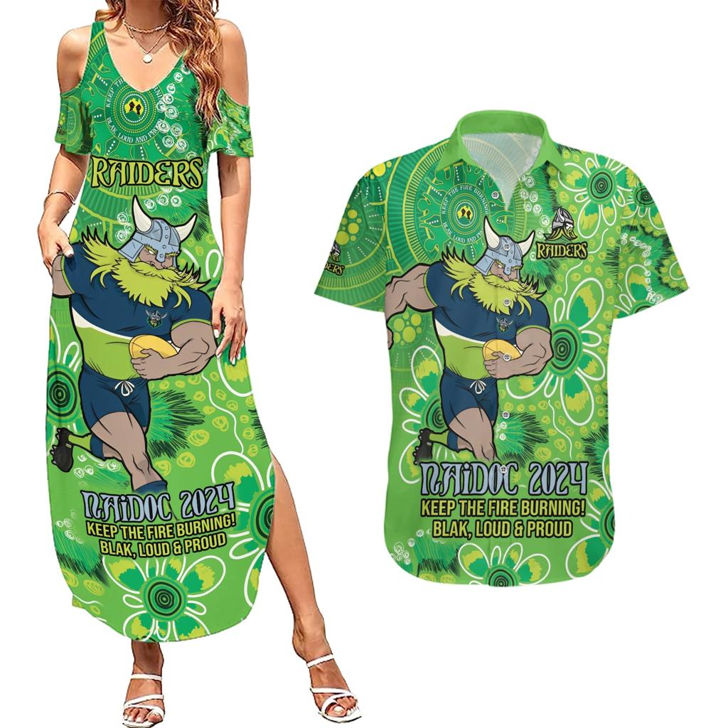Personalised Raiders NAIDOC Week 2024 Couples Matching Summer Maxi Dress and Hawaiian Shirt Aboriginal Fire Burning Sparks