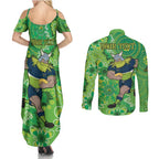 Personalised Raiders NAIDOC Week 2024 Couples Matching Summer Maxi Dress and Long Sleeve Button Shirt Aboriginal Fire Burning Sparks
