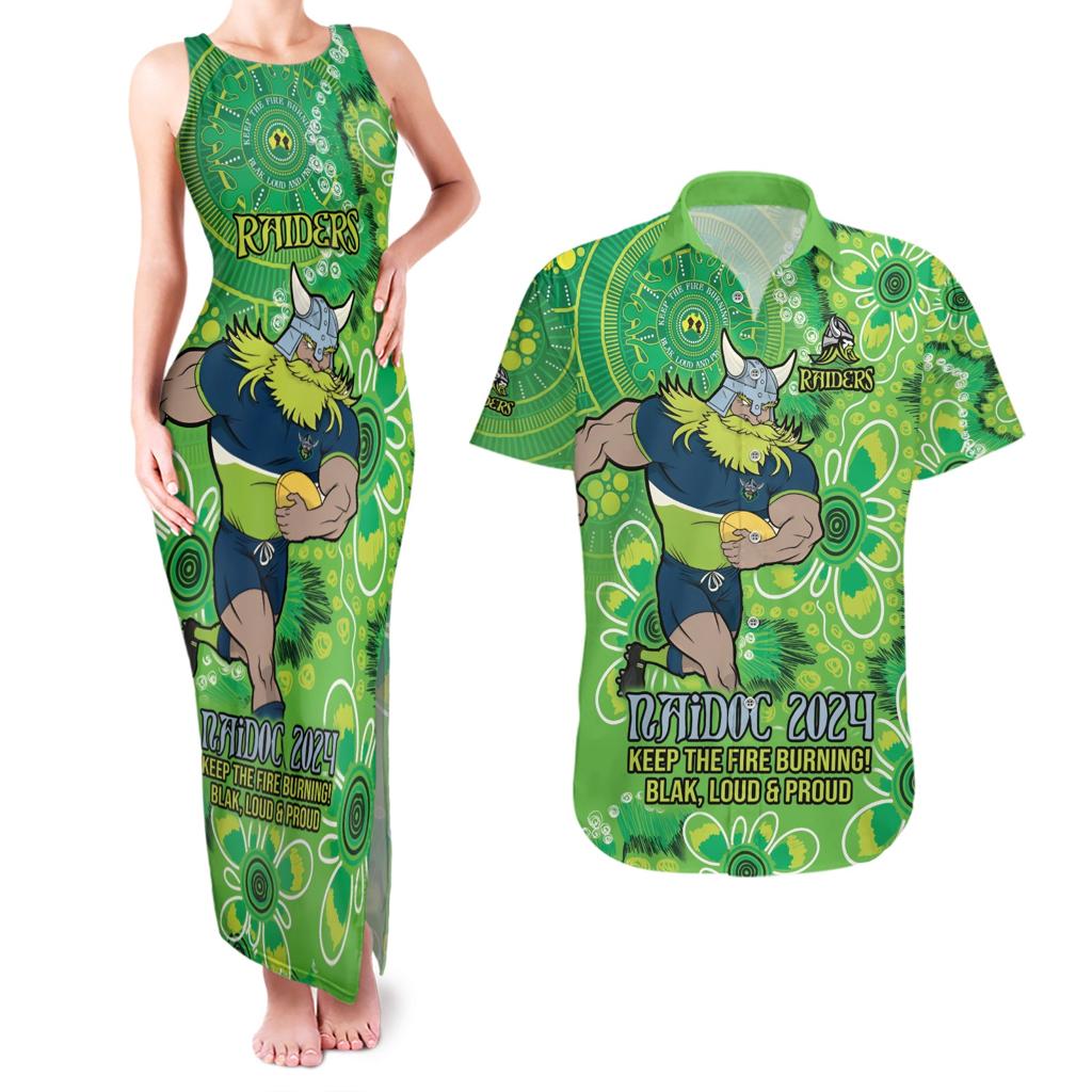 Personalised Raiders NAIDOC Week 2024 Couples Matching Tank Maxi Dress and Hawaiian Shirt Aboriginal Fire Burning Sparks
