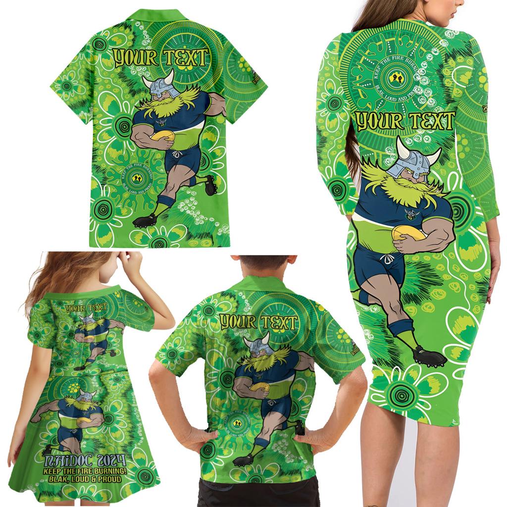 Personalised Raiders NAIDOC Week 2024 Family Matching Long Sleeve Bodycon Dress and Hawaiian Shirt Aboriginal Fire Burning Sparks
