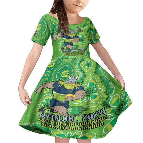 Personalised Raiders NAIDOC Week 2024 Family Matching Mermaid Dress and Hawaiian Shirt Aboriginal Fire Burning Sparks