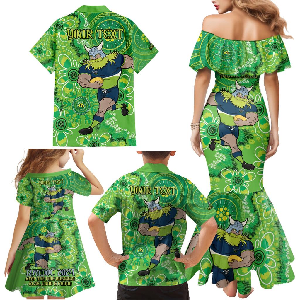 Personalised Raiders NAIDOC Week 2024 Family Matching Mermaid Dress and Hawaiian Shirt Aboriginal Fire Burning Sparks