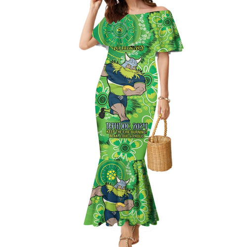 Personalised Raiders NAIDOC Week 2024 Family Matching Mermaid Dress and Hawaiian Shirt Aboriginal Fire Burning Sparks