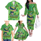 Personalised Raiders NAIDOC Week 2024 Family Matching Off The Shoulder Long Sleeve Dress and Hawaiian Shirt Aboriginal Fire Burning Sparks