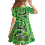 Personalised Raiders NAIDOC Week 2024 Family Matching Off The Shoulder Long Sleeve Dress and Hawaiian Shirt Aboriginal Fire Burning Sparks