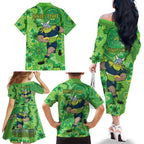 Personalised Raiders NAIDOC Week 2024 Family Matching Off The Shoulder Long Sleeve Dress and Hawaiian Shirt Aboriginal Fire Burning Sparks