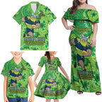 Personalised Raiders NAIDOC Week 2024 Family Matching Off Shoulder Maxi Dress and Hawaiian Shirt Aboriginal Fire Burning Sparks