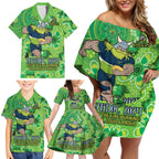 Personalised Raiders NAIDOC Week 2024 Family Matching Off Shoulder Short Dress and Hawaiian Shirt Aboriginal Fire Burning Sparks