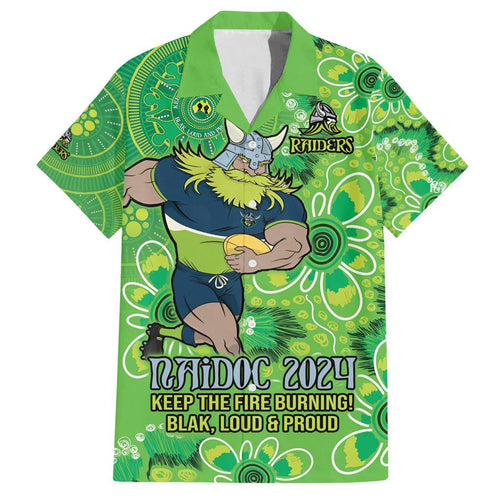 Personalised Raiders NAIDOC Week 2024 Family Matching Off Shoulder Short Dress and Hawaiian Shirt Aboriginal Fire Burning Sparks