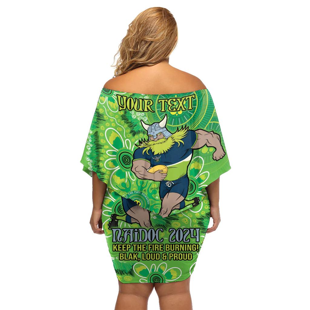 Personalised Raiders NAIDOC Week 2024 Family Matching Off Shoulder Short Dress and Hawaiian Shirt Aboriginal Fire Burning Sparks