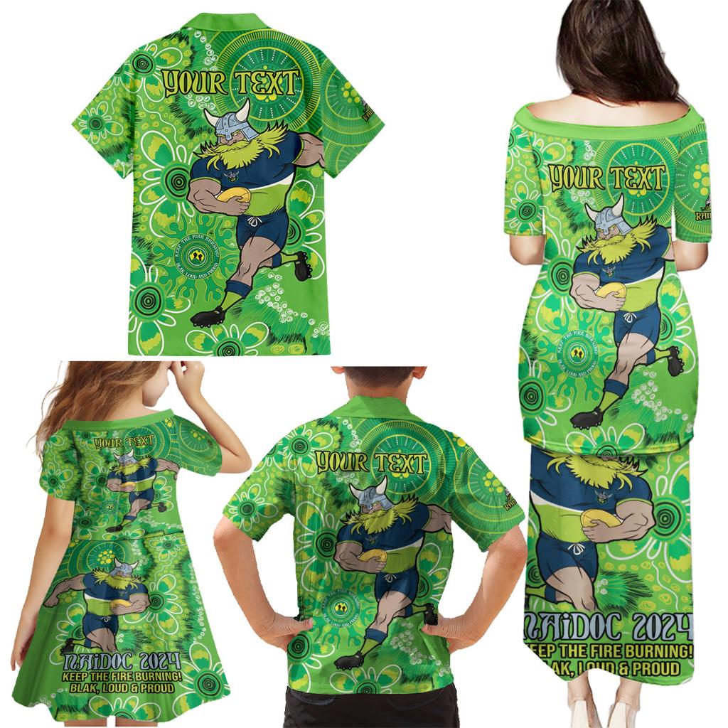 Personalised Raiders NAIDOC Week 2024 Family Matching Puletasi and Hawaiian Shirt Aboriginal Fire Burning Sparks