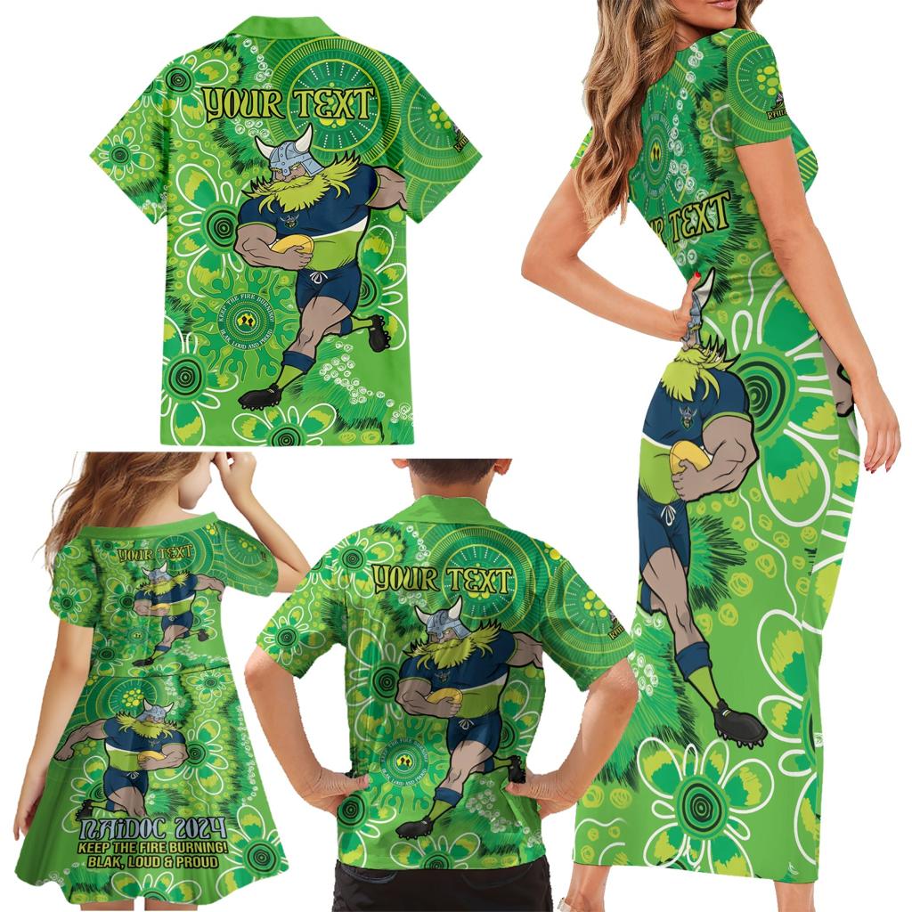 Personalised Raiders NAIDOC Week 2024 Family Matching Short Sleeve Bodycon Dress and Hawaiian Shirt Aboriginal Fire Burning Sparks