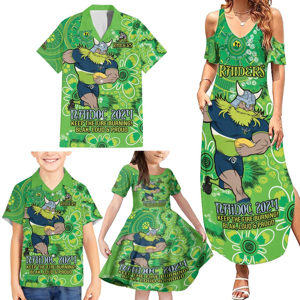 Personalised Raiders NAIDOC Week 2024 Family Matching Summer Maxi Dress and Hawaiian Shirt Aboriginal Fire Burning Sparks