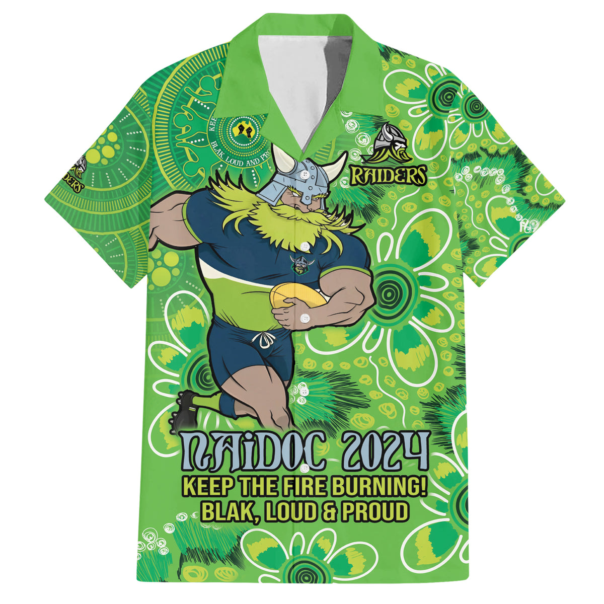 Personalised Raiders NAIDOC Week 2024 Hawaiian Shirt Aboriginal Fire Burning Sparks