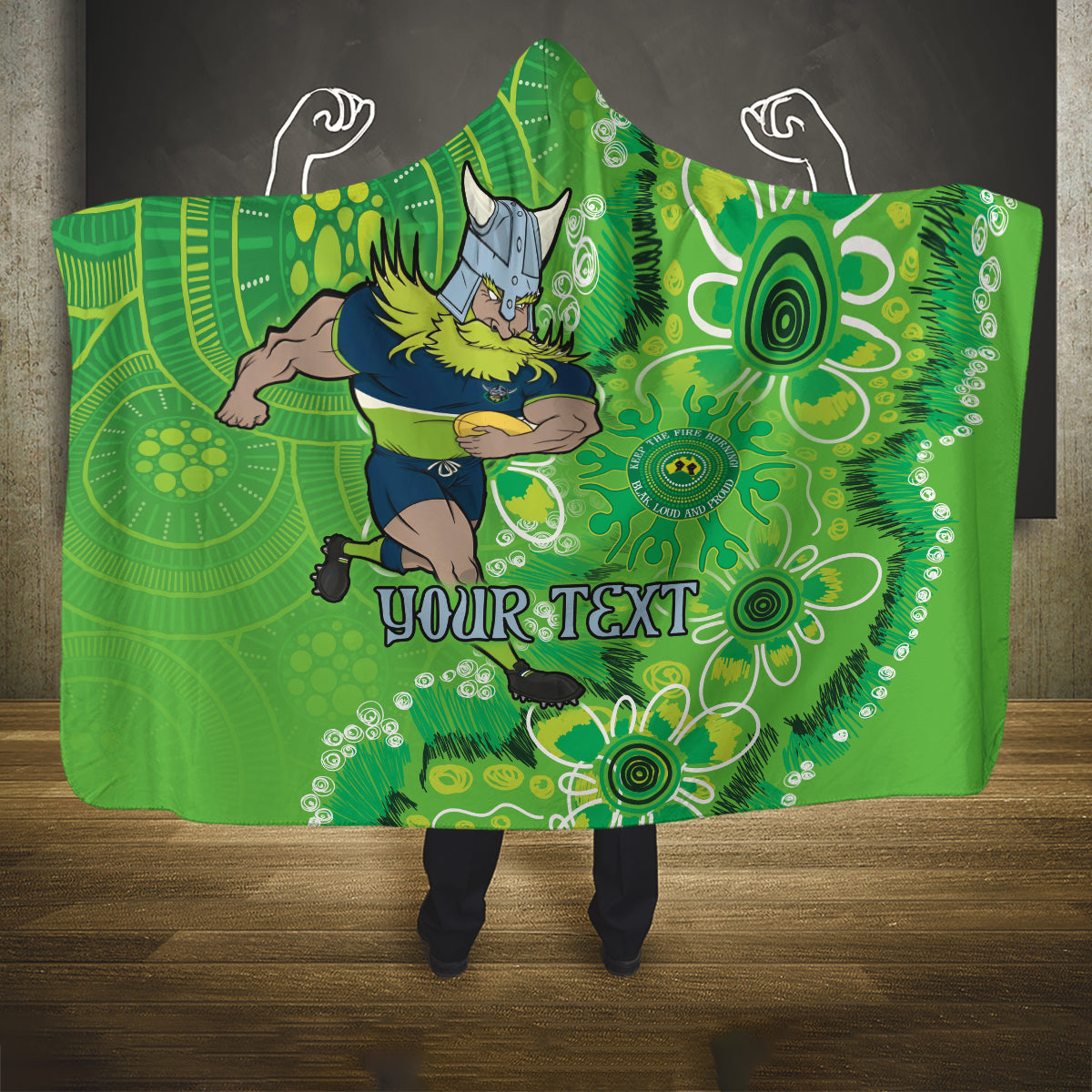 Personalised Raiders NAIDOC Week 2024 Hooded Blanket Aboriginal Fire Burning Sparks