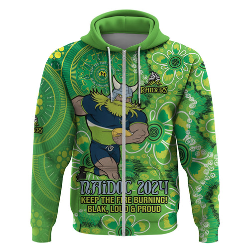 Personalised Raiders NAIDOC Week 2024 Hoodie Aboriginal Fire Burning Sparks