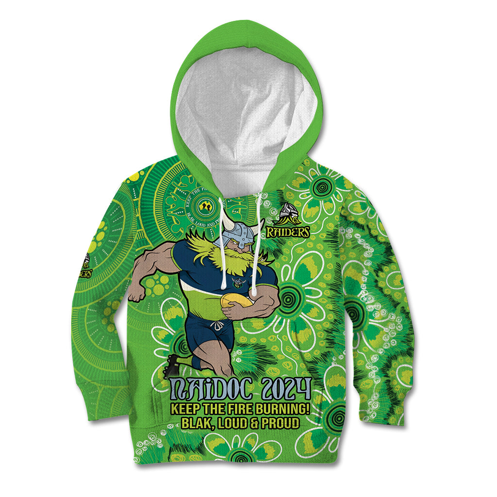 Personalised Raiders NAIDOC Week 2024 Kid Hoodie Aboriginal Fire Burning Sparks