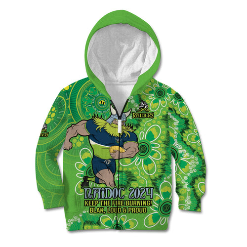 Personalised Raiders NAIDOC Week 2024 Kid Hoodie Aboriginal Fire Burning Sparks