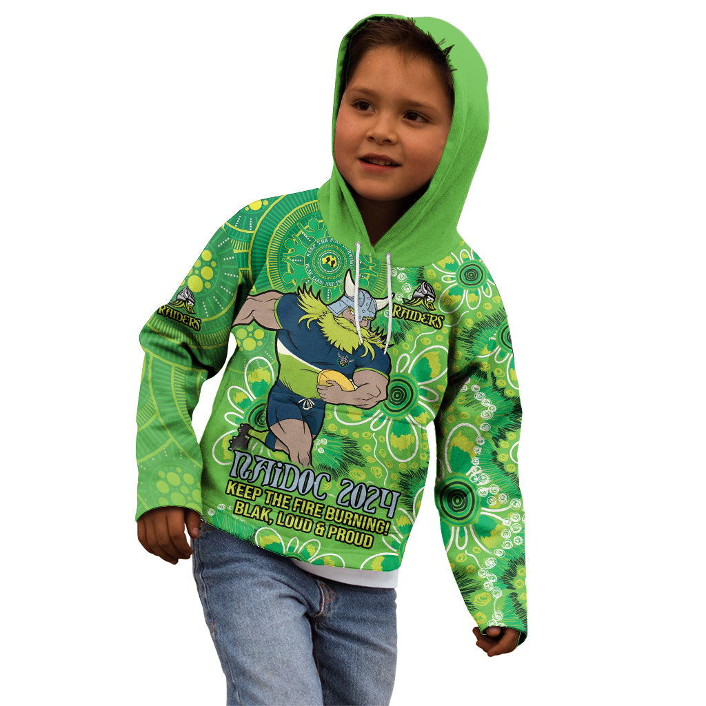 Personalised Raiders NAIDOC Week 2024 Kid Hoodie Aboriginal Fire Burning Sparks